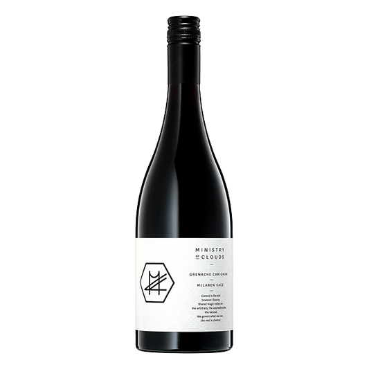 Ministry of Clouds Carignan Grenache with raspberry, sour cherry, and savoury sandy tannins.
