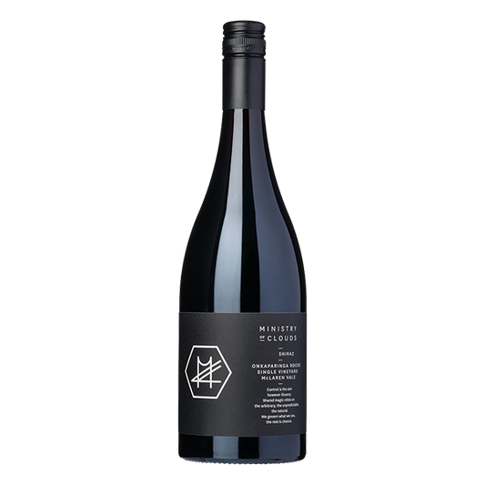 Ministry of Clouds Onkaparinga Rocks Shiraz with blue and black fruits, garrigue herbs, and fine tannins, offering depth and mineral complexity.