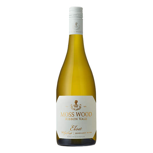 Moss Wood Ribbon Vale ‘Elsa’ Sauvignon Blanc, a 95-point Margaret River white wine with orange blossom, nashi pear, and rich, layered texture.