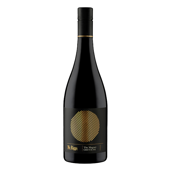 Mr. Riggs The Magnet Grenache, a rich and expressive red wine with raspberry, liquorice, and dark chocolate notes.