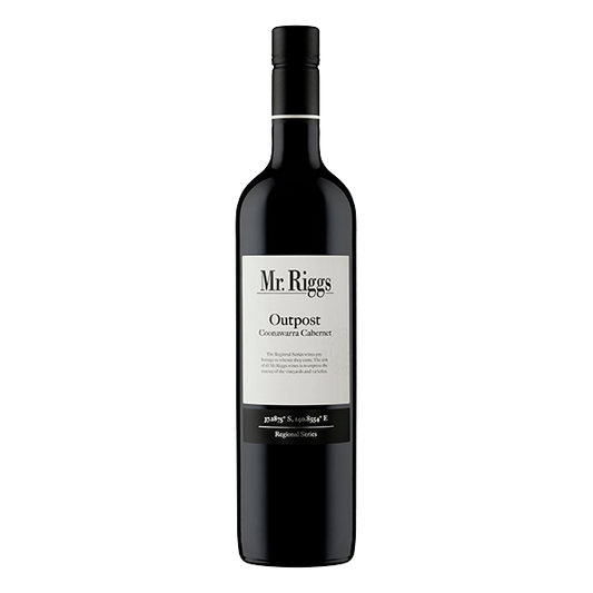 Mr. Riggs The Outpost Cabernet Sauvignon, a rich Coonawarra red wine with blackcurrant, dark berries, and fine tannins.