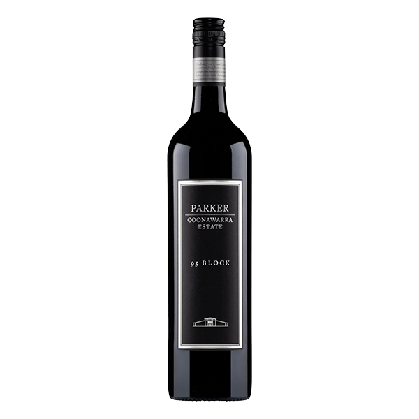 Parker Estate 95 Block Cabernet Sauvignon Petit Verdot, a bold Coonawarra red with black fruits, fine tannins, and great structure.