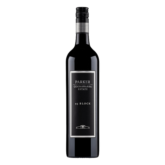 Parker Estate 95 Block Cabernet Sauvignon Petit Verdot, a bold Coonawarra red with black fruits, fine tannins, and great structure.