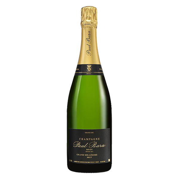 Paul Bara Grand Millésime 2014 Champagne with candied apricot, dried flowers, and a creamy, elegant palate.