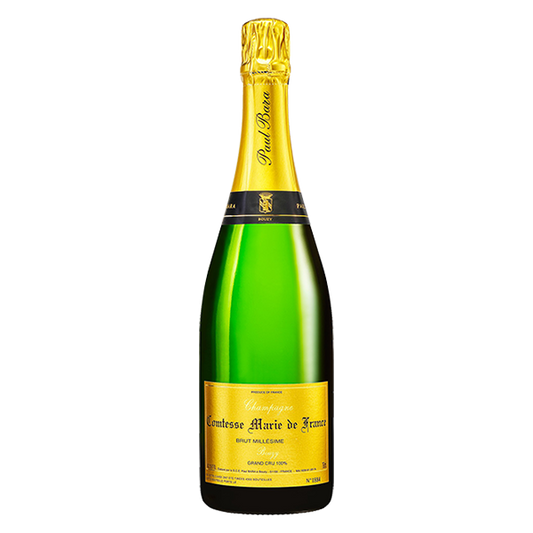 Paul Bara Comtesse Marie de France 2012 Grand Cru Champagne with yellow peach, ripe apple, and a rich, generous palate.