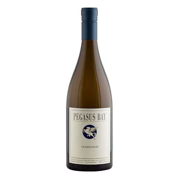 Pegasus Bay Chardonnay, a 94-point North Canterbury white wine with rockmelon, nectarine, and mandarin notes.
