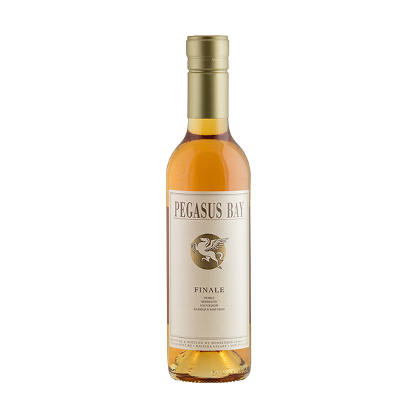 Pegasus Bay Finale Noble Semillon Sauvignon Blanc, a rich North Canterbury dessert wine with apricot, honey, and vibrant acidity.
