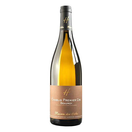 Pierrick Laroche Chablis Beauroy Premier Cru with orchard blossoms, yellow fruit, and saline minerality.