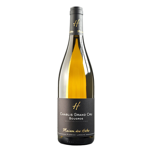 Pierrick Laroche Chablis Bougros Grand Cru with crisp orchard fruit, white flowers, and saline minerality.
