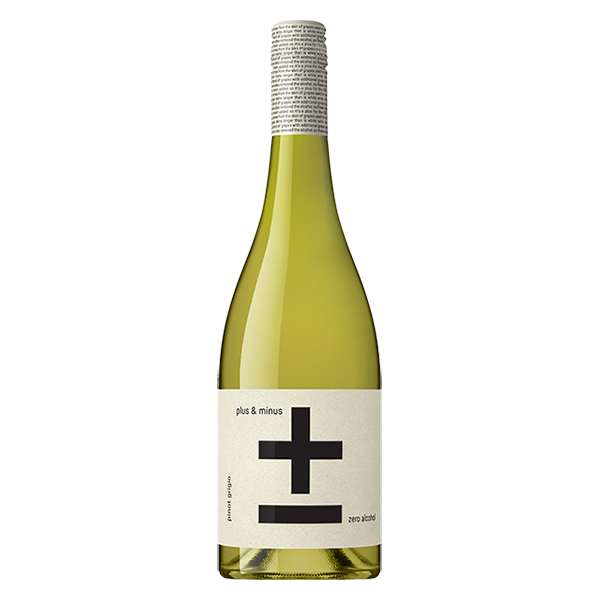 Plus & Minus Zero Alcohol Pinot Grigio with pear, apple, and zesty citrus.