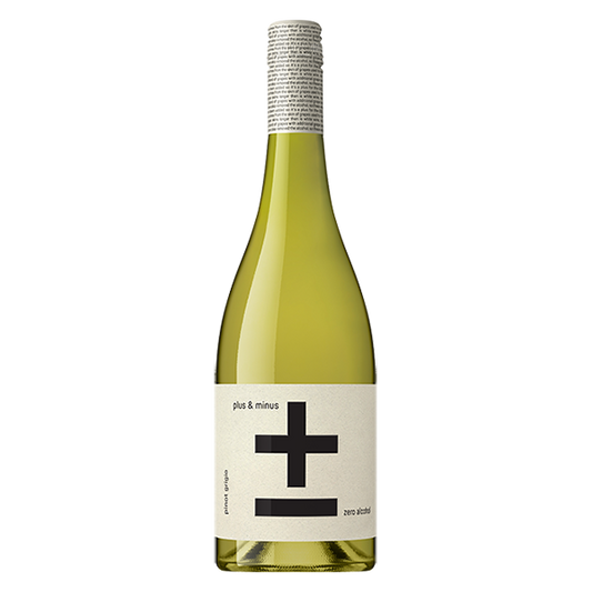 Plus & Minus Zero Alcohol Pinot Grigio with pear, apple, and zesty citrus.
