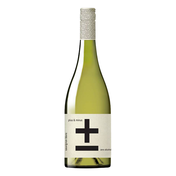 Plus & Minus Zero Alcohol Sauvignon Blanc with tropical fruit and citrus notes, crisp and refreshing.