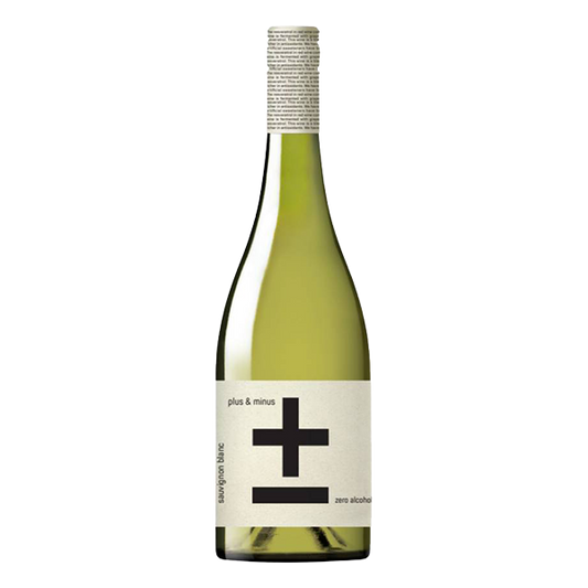 Plus & Minus Zero Alcohol Sauvignon Blanc with tropical fruit and citrus notes, crisp and refreshing.