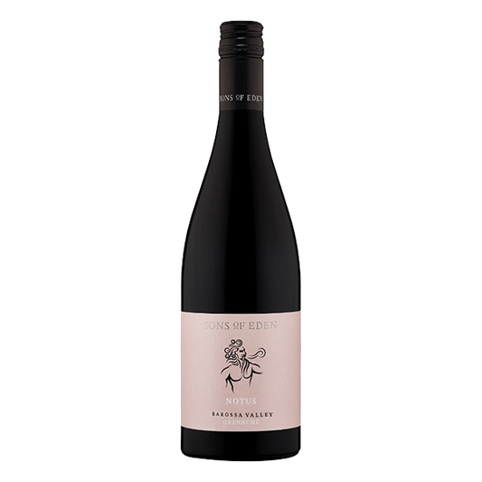 Sons of Eden Notus Grenache, a vibrant Barossa red with juicy red berries, florals, and silky tannins.