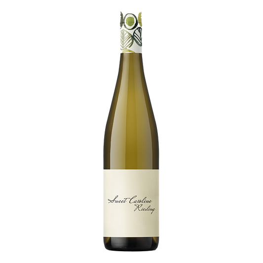 Sweet Caroline Riesling, a light and crisp wine with fresh lime, lemon, floral notes, and a refreshing, clean finish.