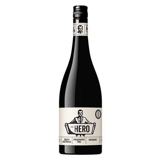 The Hero Grenache with bright raspberry, sweet red berries, and a delicate earthy finish.