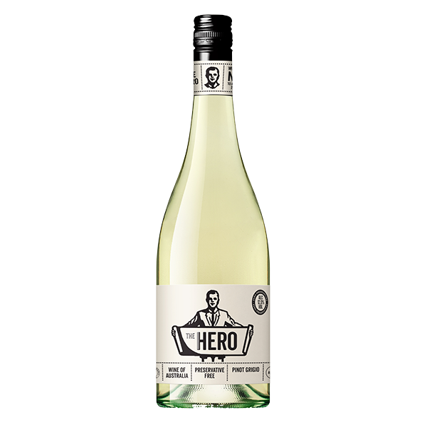 The Hero Pinot Grigio with nashi pear, lemon peel, and crisp saline minerality.