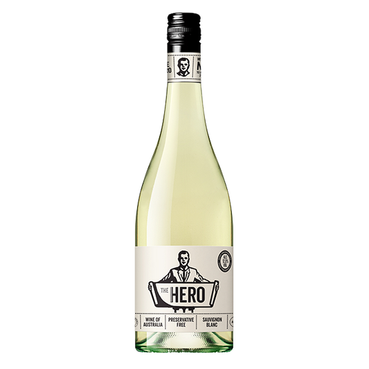 The Hero Sauvignon Blanc with citrus, passionfruit, and fresh herbal notes.