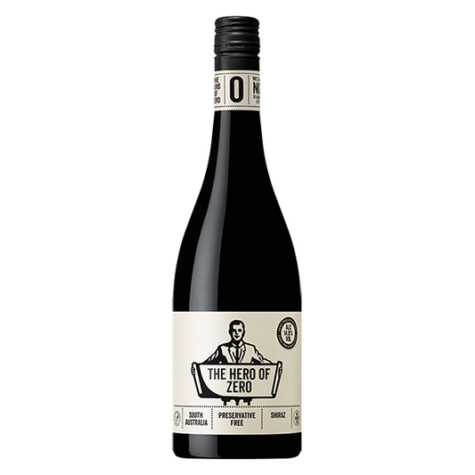 The Hero Shiraz with vibrant raspberry, red plum, and gentle spice — smooth and balanced.