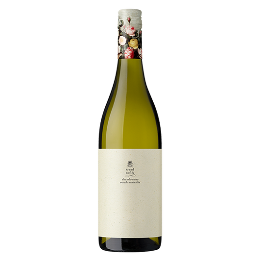 Tread Softly Chardonnay with white nectarine, citrus, and subtle oak in a naturally lower alcohol style.