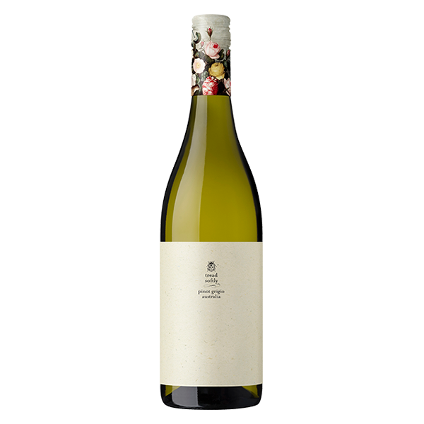 Tread Softly Pinot Grigio with lemon, apple, pear, and a crisp, refreshing finish.