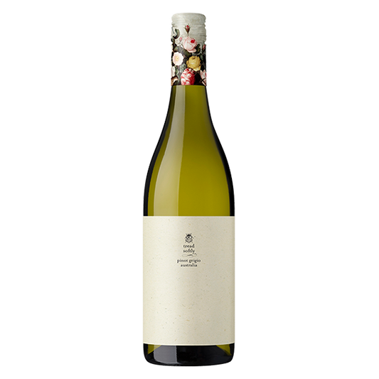 Tread Softly Pinot Grigio with lemon, apple, pear, and a crisp, refreshing finish.