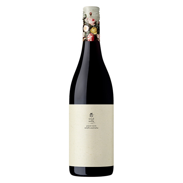 Tread Softly Pinot Noir with bright red fruit, subtle spice, and soft tannins.