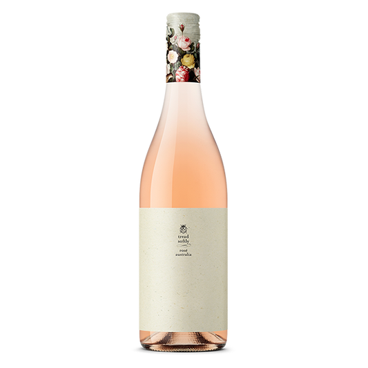 Tread Softly Rosé with strawberries, citrus, and a creamy finish.