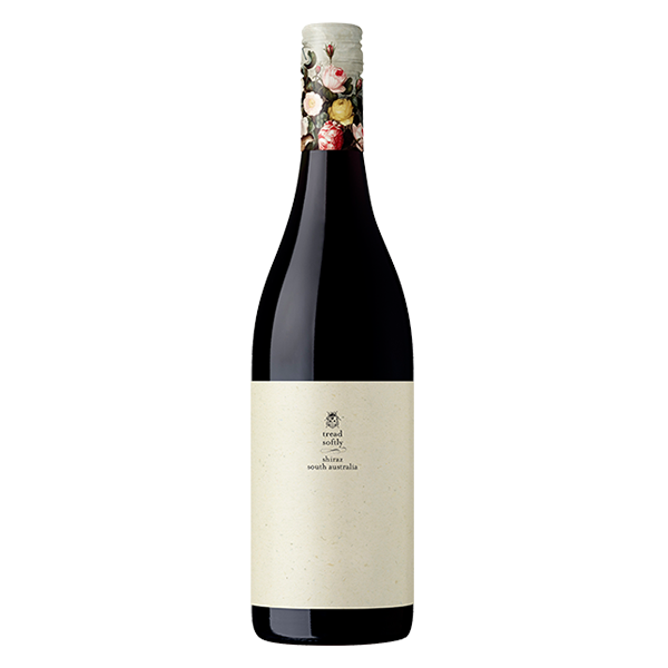 Tread Softly Shiraz with dark berry fruit, gentle spice, and smooth tannins.