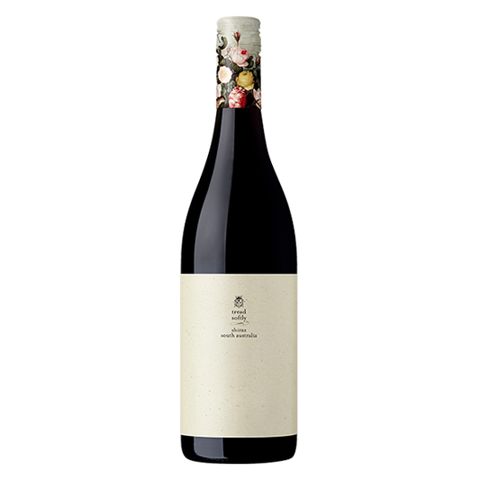 Tread Softly Shiraz with dark berry fruit, gentle spice, and smooth tannins.