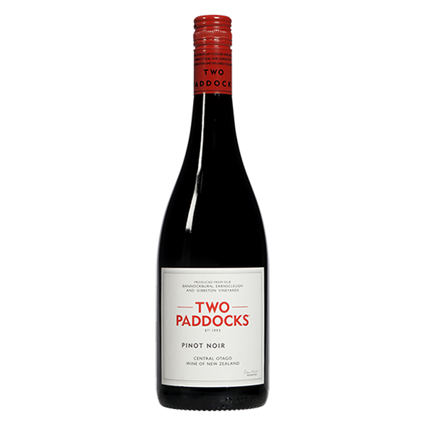 Two Paddocks Pinot Noir with dark cherry, ripe berry, and fine tannins from Central Otago.