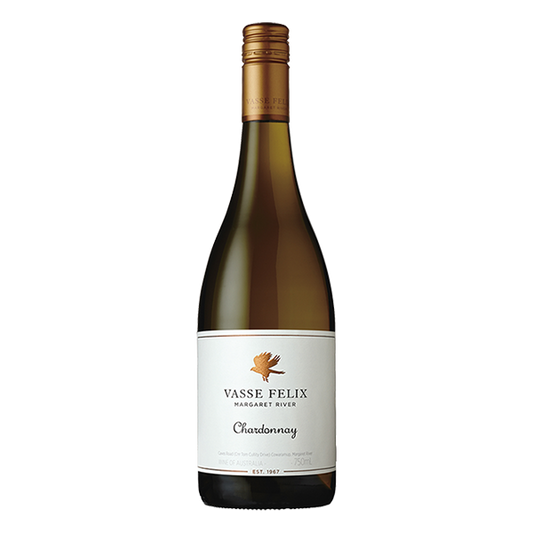 Vasse Felix Premier Chardonnay, an elegant Margaret River white with lemon custard, nectarine, and savoury mineral finish.
