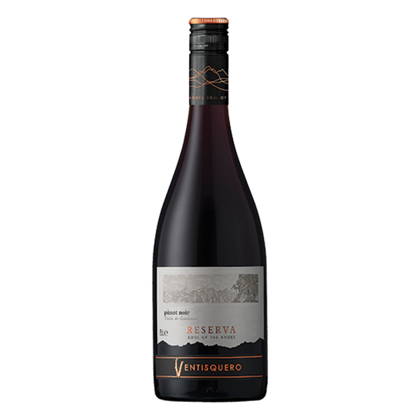 Viña Ventisquero Reserva Pinot Noir, a silky Chilean red wine with fresh red berries, vanilla, and smooth tannins.