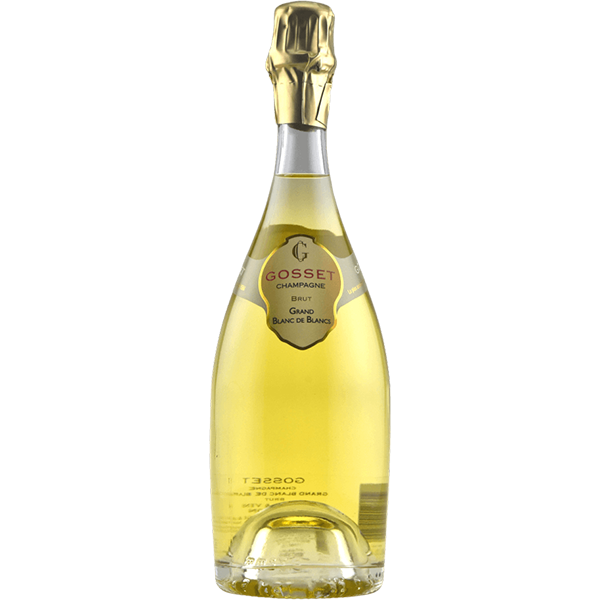 Gosset Grand Blanc de Blanc, a refined 100% Chardonnay Champagne with citrus, minerality, and fine mousse.