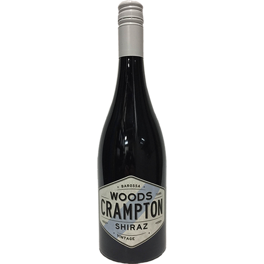 Woods Crampton White Label Shiraz with dark berries, spice, and fine tannins.